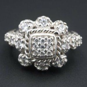 Judith Ripka Sterling Silver Diamonique CZ Cluster Ring